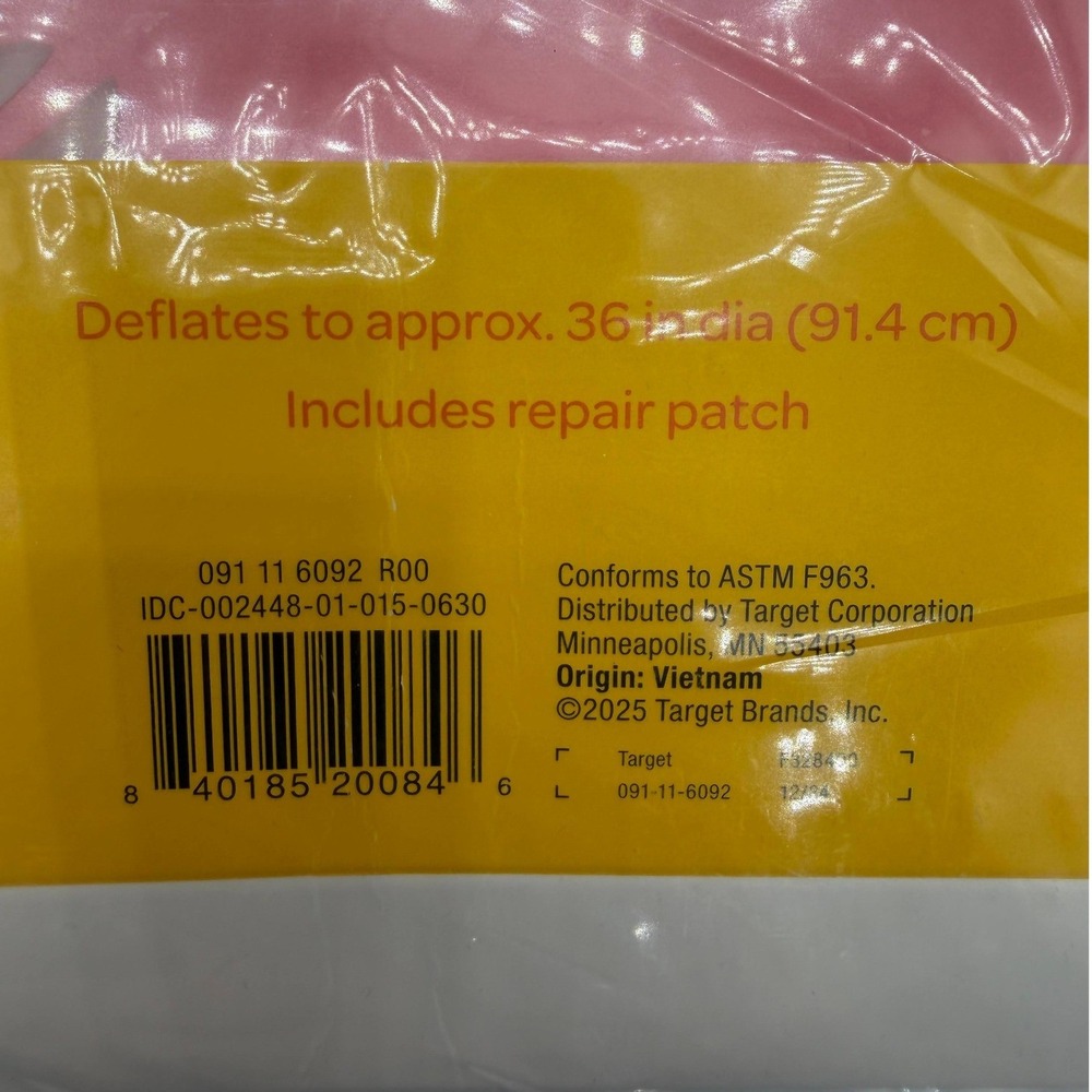 Sun Squad Inflatable Swim Tube Pink Crab Pattern 31 Inch Pool Float New - Picture 5 of 5